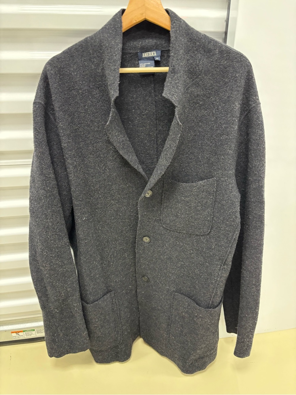Men's Charcoal Knit Button-Front Shirt Jacket